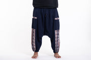 Plus Size Elephant Aztec Cotton Men's Harem Pants in Navy