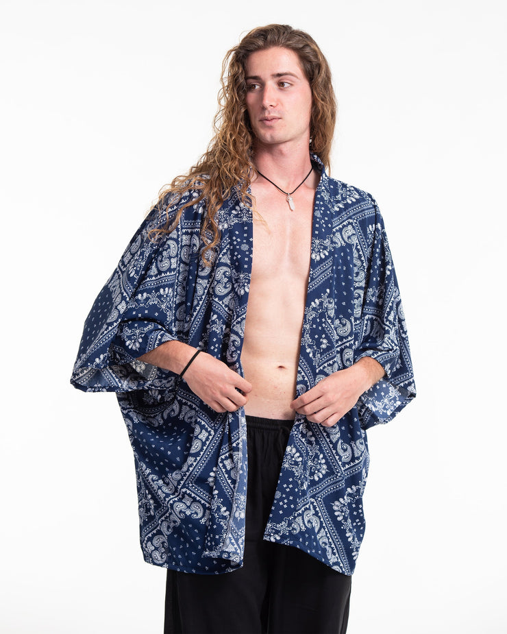 Patchwork Paisley Kimono Cardigan in Navy