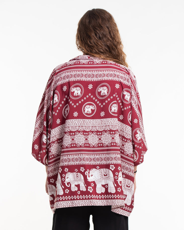 Parade Elephant Kimono Cardigan in Red