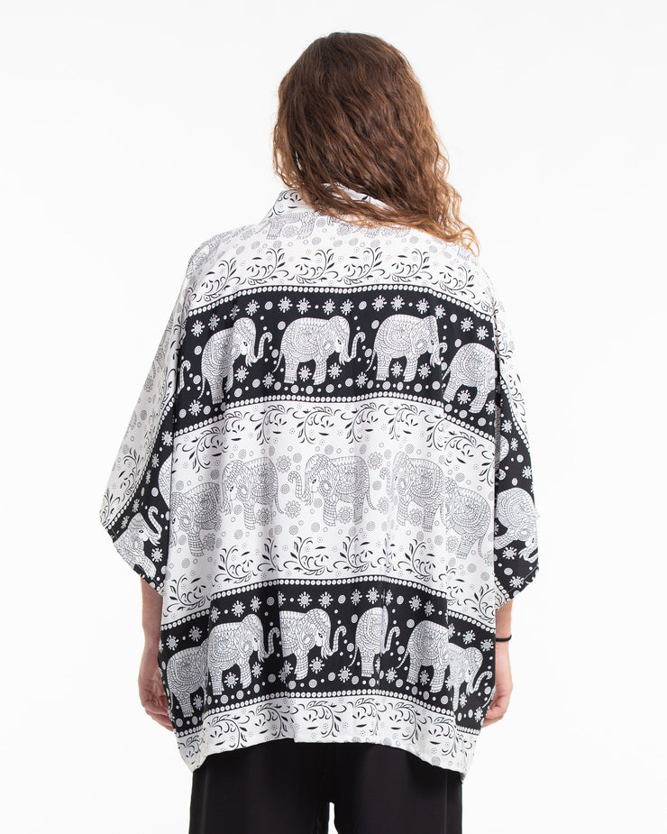 Floral Elephant Kimono Cardigan in Black