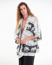 Floral Elephant Kimono Cardigan in Black