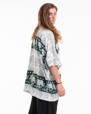 Floral Elephant Kimono Cardigan in Green