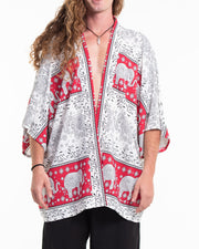 Floral Elephant Kimono Cardigan in Red