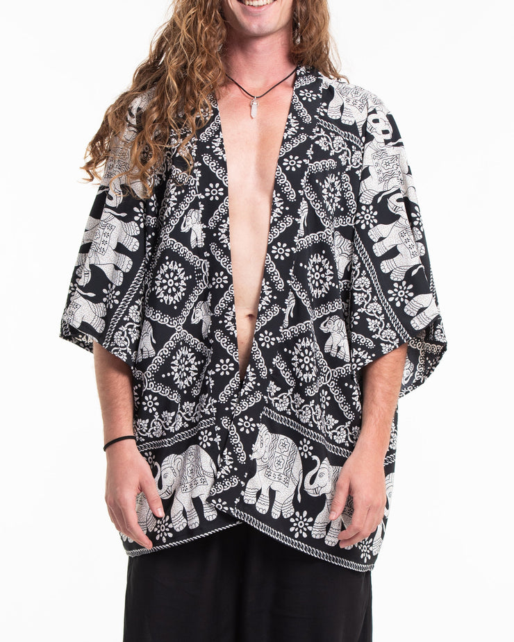 Diamond Elephant Kimono Cardigan in Black