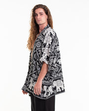 Diamond Elephant Kimono Cardigan in Black