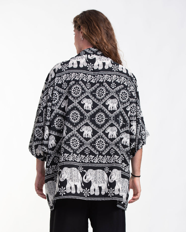 Diamond Elephant Kimono Cardigan in Black