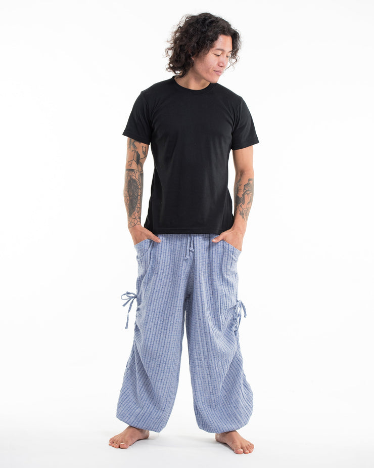 Men's Ribbed Tencel Cotton Blend Pants in Blue