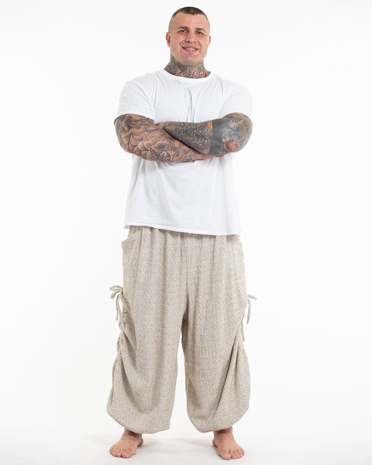 Plus Size Men's Ribbed Cotton Pants in Beige