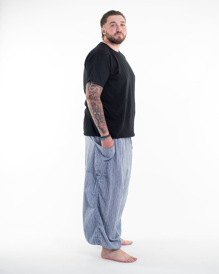 Plus Size Men's Ribbed Tencel Cotton Blend Pants in Blue