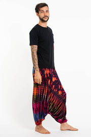 Tie Dye Men's Spandex Cotton Low Cut Harem Pants in Purple