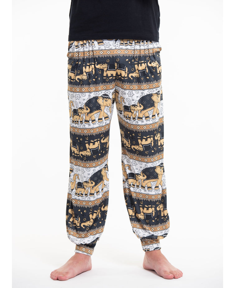 ULTRA SOFT Eco-Friendly Elephant Print Men Harem Pants in Gray