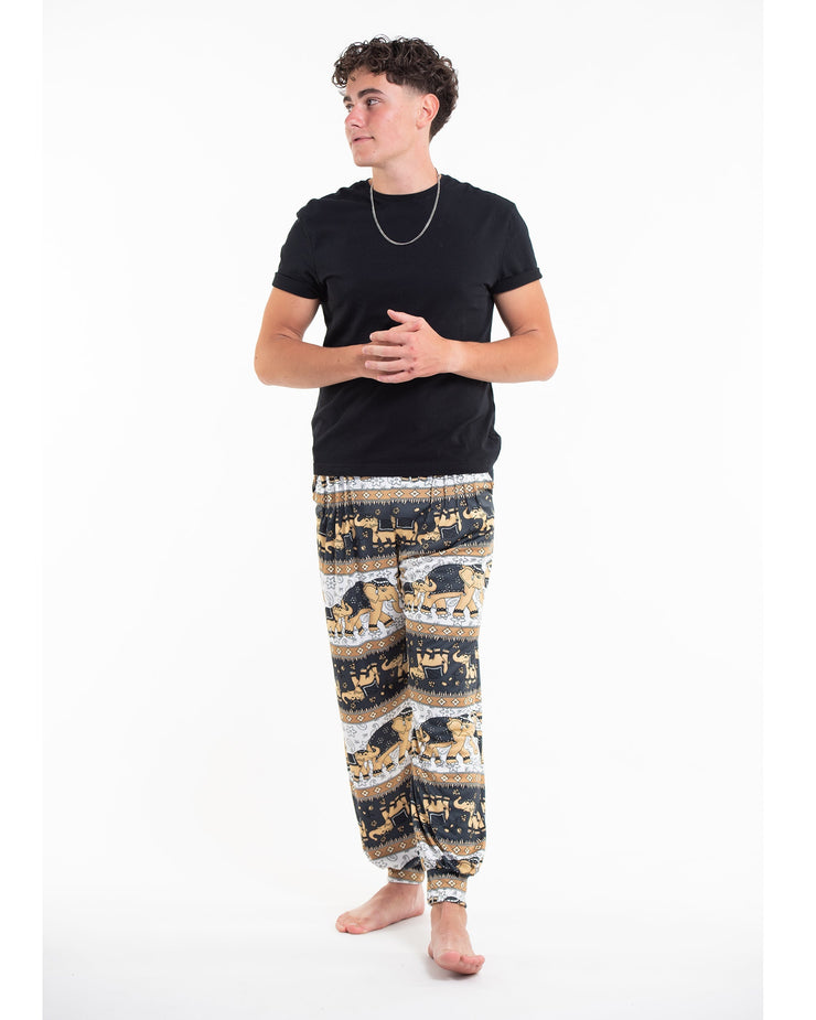 ULTRA SOFT Eco-Friendly Elephant Print Men Harem Pants in Gray