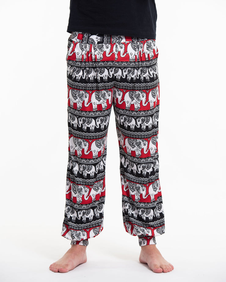 ULTRA SOFT Eco-Friendly Elephant Print Men Harem Pants in Red