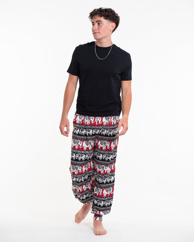 ULTRA SOFT Eco-Friendly Elephant Print Men Harem Pants in Red