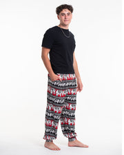 ULTRA SOFT Eco-Friendly Elephant Print Men Harem Pants in Red