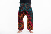 Tie Dye Cotton Men Harem Pants in Blue Brown