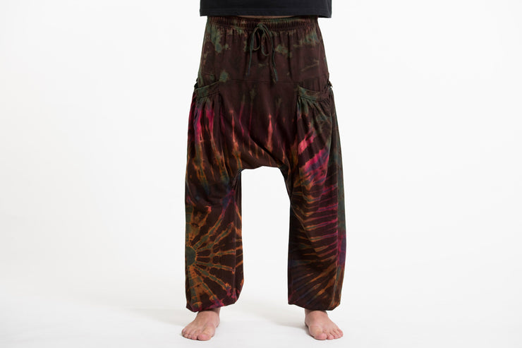 Tie Dye Cotton Men Harem Pants in Brown