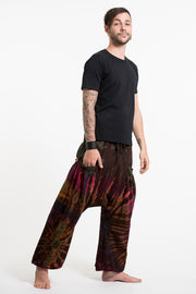 Tie Dye Cotton Men Harem Pants in Brown