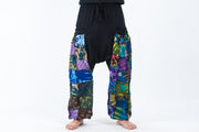 Tie Dye Cotton Men Harem Pants in Patchwork Black