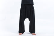 Cotton Men Harem Pants in Solid Black