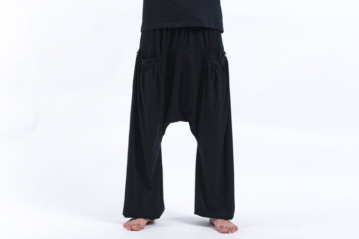 Cotton Men Harem Pants in Solid Black