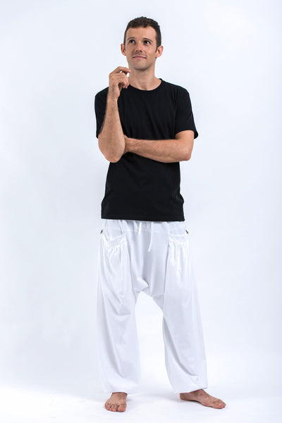 Cotton Men Harem Pants in Solid White