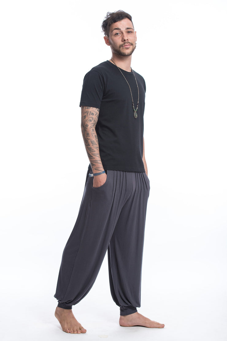 Cotton Men Harem Pants in Solid Gray