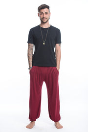 Cotton Men Harem Pants in Solid Red