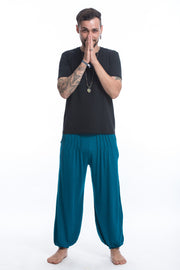 Cotton Men Harem Pants in Solid Blue