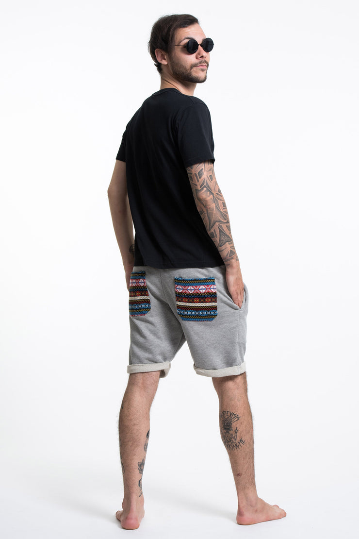 Men's Terry Shorts with Aztec Pockets in Gray