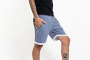 Men's Terry Shorts with Aztec Pockets in Light Blue