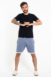 Men's Terry Shorts with Aztec Pockets in Light Blue