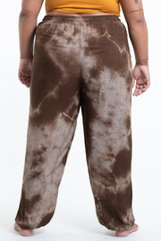 Plus Size Tie Dye Drawstring Men's Yoga Massage Pants in Brown