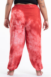 Plus Size Tie Dye Drawstring Men's Yoga Massage Pants in Red