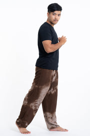 Tie Dye Drawstring Men's Yoga Massage Pants in Brown