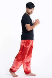 Tie Dye Drawstring Men's Yoga Massage Pants in Red