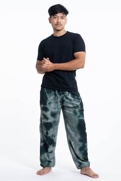 Tie Dye Drawstring Men's Yoga Massage Pants in Dark Teal