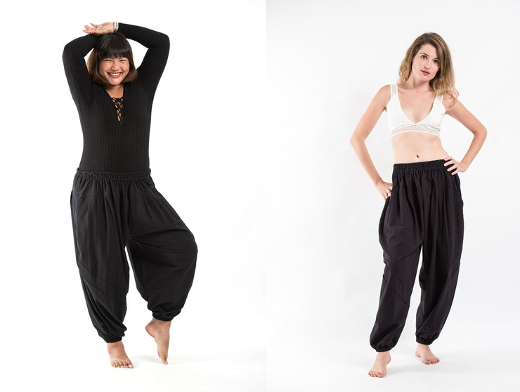 Plus Size Genie Women's Cotton Harem Pants in Black