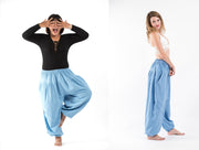 Plus Size Genie Women's Cotton Harem Pants in Light Blue