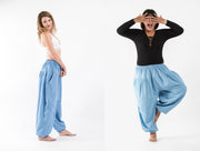 Genie Women's Cotton Harem Pants in Light Blue