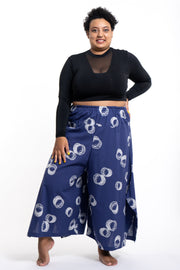 Plus Size Circles Women's Cotton Palazzo Pants in Navy