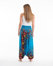 Floral 2-in-1 Jumpsuit Harem Pants in Ocean Blue