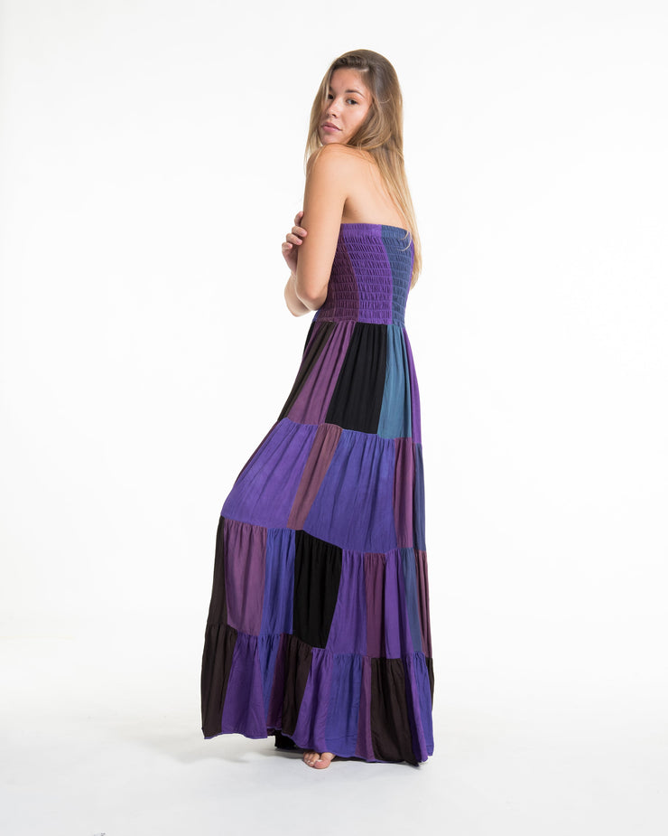 Upcycled Patchwork Maxi Dress in Purple