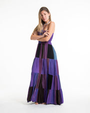 Upcycled Patchwork Maxi Dress in Purple