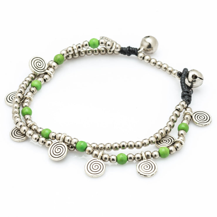 Lime Bead And Charm Double Strand Bracelets