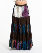 Patchwork Long Skirt in Brown