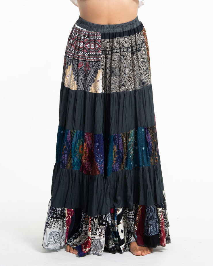 Patchwork Long Skirt in Dark Gray