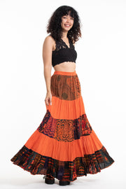 Patchwork Long Skirt in Bright Orange