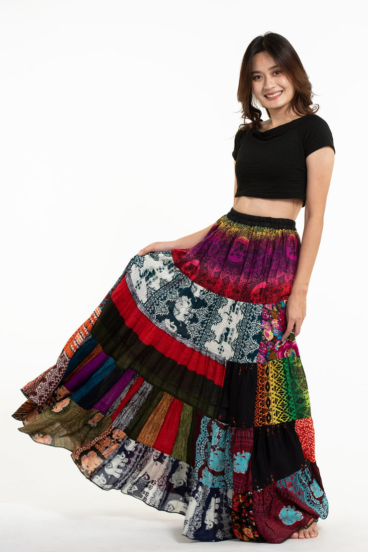 Patchwork Long Skirt in Multi Prints