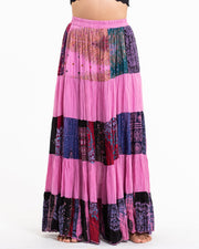 Patchwork Long Skirt in Pink